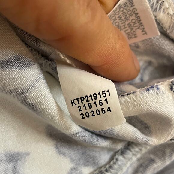 J.Jill Wearever Floral Mixed Print Tunic Top Blue White Short Sleeve XL - Picture 7 of 7